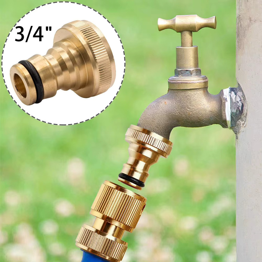 Vibratite Wasserhahnanschluss mit Schnellverschluss 3/4 Zoll auf 1/2 Zoll Wasserschlauchadapter in Gold mit Gummiring zur Bewässerung - Bild 2