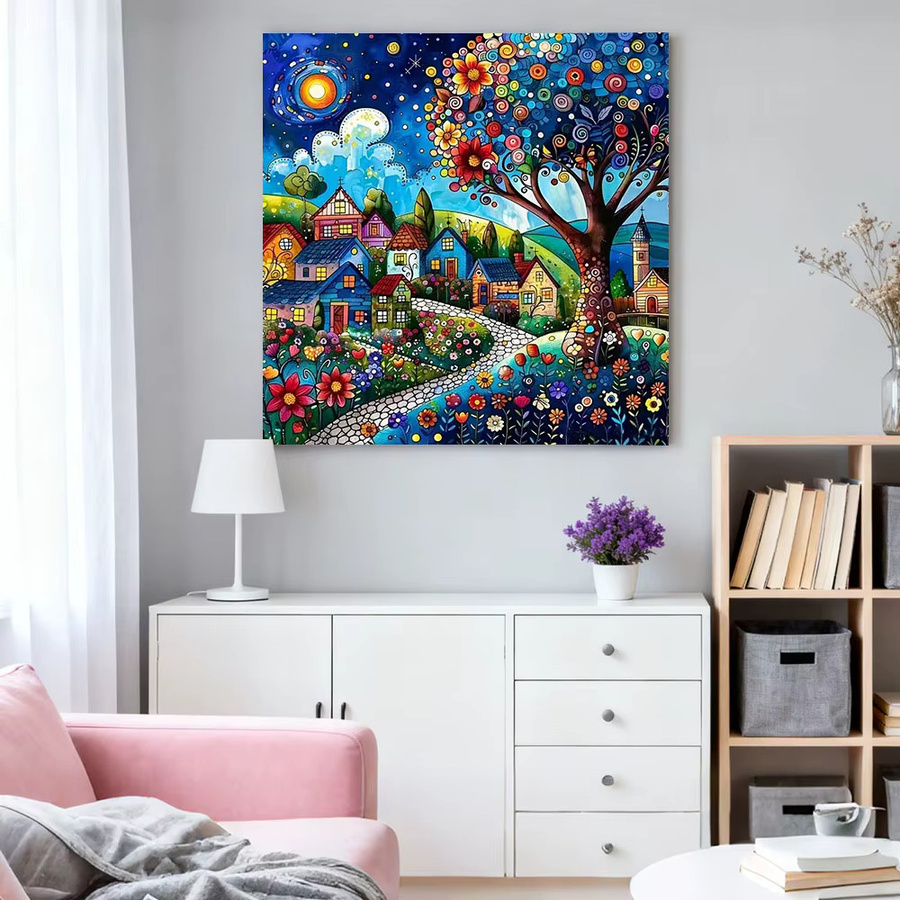 HUACAN Diamantmalerei Baum-Landschaft-Haus, Mosaik Komplettset, ab 14 Jahren - Bild 3