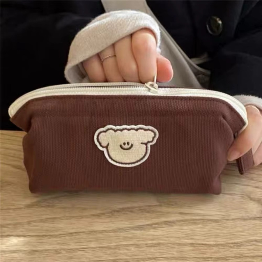 Kawaii Federmäppchen aus Textil mit großem Fassungsvermögen in Beige und Braun - Bild 4