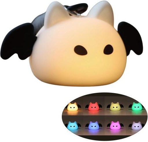 ElfriaSorrow Fledermaus Nachtlicht Schlüsselanhänger aus Silikon mit 8 Farbmodi, wiederaufladbare LED-Lampe in Beige - Bild 1