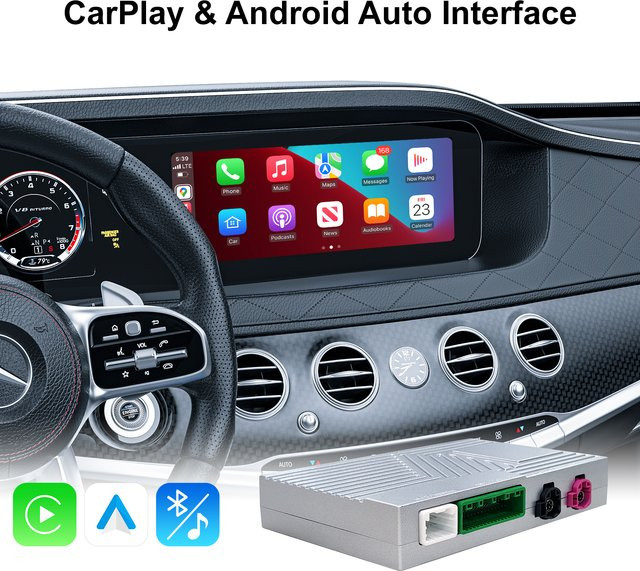 LEXXSON Drahtlose CarPlay und Android Auto Retrofit Kit Decoder Box für Mercedes Benz NTG 6.0 und MBUX System ab 2019, Farbe: Silber - Bild 1