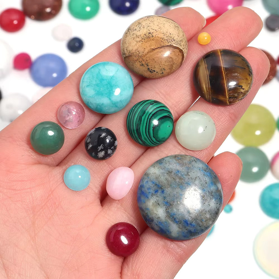 SAUVOO Perle, Natürliche Stein Cabochon, Bunt, Unisex - Bild 2