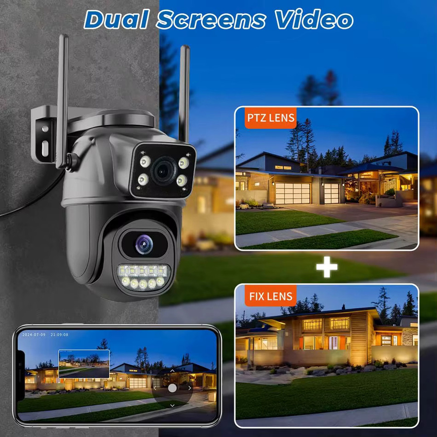 PEGATAH O-Kam Pro 8MP PTZ WLAN-Kamera mit 10X Zoom, 4K Auflösung, Doppelbildschirm und Farbnachtsicht in Schwarz - Bild 4