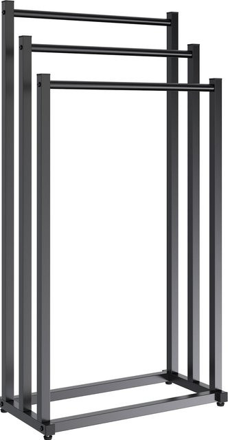 CLP Handtuchhalter Anoka I stehender Handtuchständer aus Metall in Schwarz ohne Bohren mit 3 Stangen - Bild 1