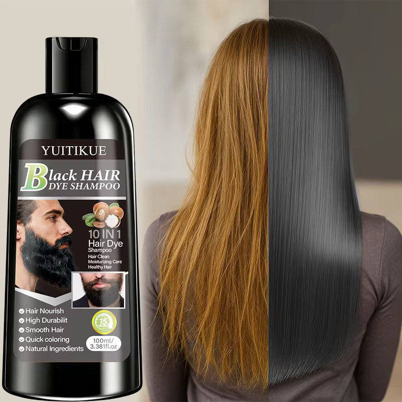 YUITIKUE Haarfärbeshampoo Schwarz, 100 ml, Unisex - Bild 3