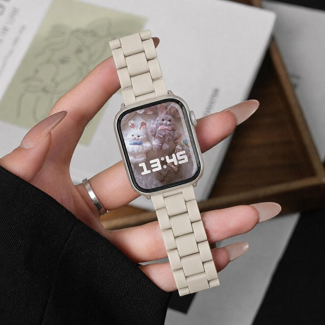 Apple Uhrenarmband Kunststoff, transparent, weiß, Damen - Bild 1