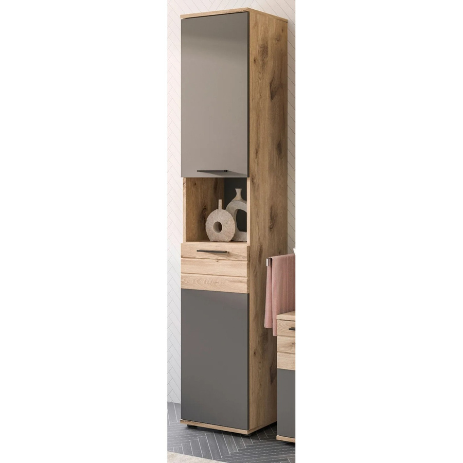 Inn.Furn Badezimmer Hochschrank Tomaso in Eiche und Grau mit Soft-Close, B/T/H: 37 x 34 x 190 cm - Bild 5