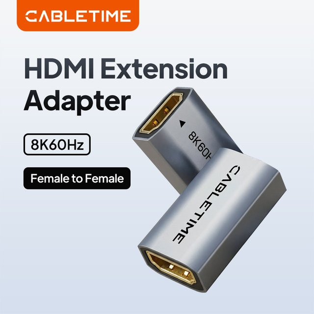 CABLETIME HDMI 2.1 8K Extender Buchse-zu-Buchse Konverter Verlängerungsadapter für Laptop PC TV PS3 PS4 und Monitor - Bild 1