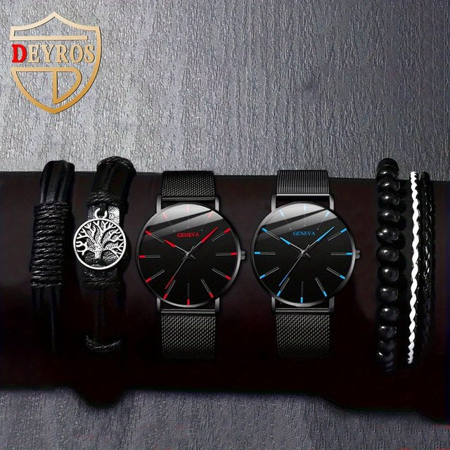 RUNERR Armbanduhr-Set, Quarz, Edelstahl, Schwarz, Herren - Bild 1