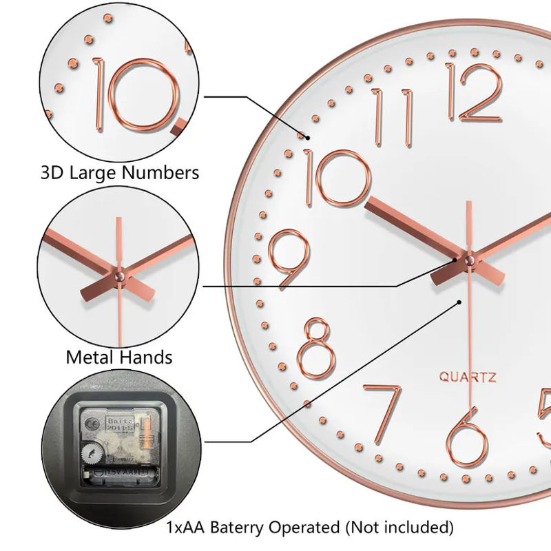 Mabpedo Minimalistische Quarz-Wanduhr in quadratischem Design, geräuschlose digitale Glasuhr für Wohnzimmer, Schlafzimmer und Büro, erhältlich in Weiß oder Schwarz - Bild 3