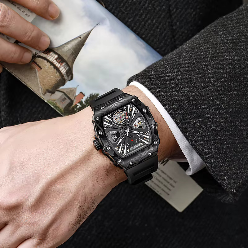 MUSANFIGO Armbanduhr, Automatik, Silikon, Schwarz, Herren - Bild 4