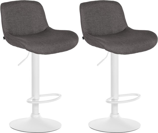 CLP 2er Set Barhocker Solon Weiß, höhenverstellbare und drehbare Barstühle mit Rückenlehne aus Samt oder Stoff in modernem Design - Bild 1