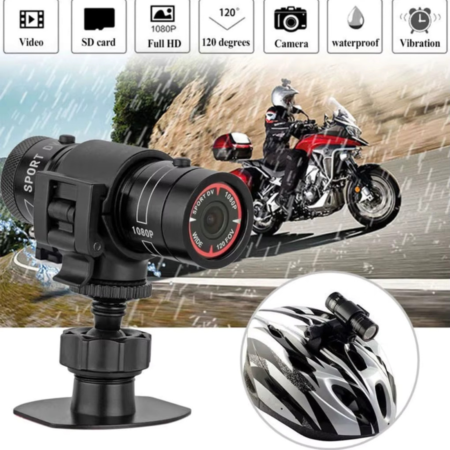 Elenxs F9 Action Kamera HD 1080P in Schwarz für Fahrrad, Motorrad und Helm - Bild 2