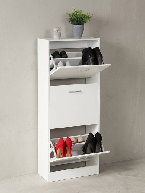 Schuhkipper KADIMA DESIGN in Weiß mit 3 Klappfächern für ca. 18 Paar Schuhe, Breite: 125 cm - Bild 1