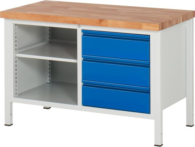 Rau Werkbank Serie Basic 8 Modell 8462 aus Holz und Metall in Braun, B: 125 cm, H: 84 cm, T: 70 cm - Bild 1