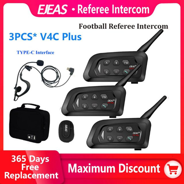 Ejeas V4C Plus Bluetooth Intercom Headset für bis zu 3 Benutzer in Schwarz - Bild 1