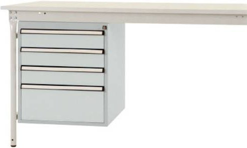 Manuflex ZB4802.7035 Gehäuse-Unterbau stationär in Weiß oder Grau mit 4 abschließbaren Schubfächern für Tischtiefe 800 mm, Nutzhöhe: 500 mm - Bild 1
