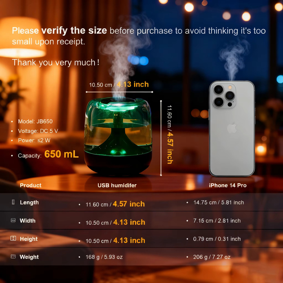 TENGKESi Aroma Diffuser Luftbefeuchter mit Farbwechsel-Beleuchtung und transparentem Wassertank in Weiß - Bild 6