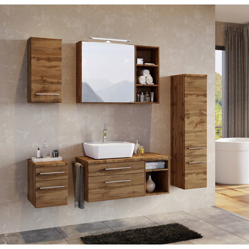 HELD MÖBEL Unterbecken-Set Davos in Braun und Multicolour mit LED-Beleuchtung und internen Schubladen, B/H/T: 60 x 200 x 47 cm - Bild 2