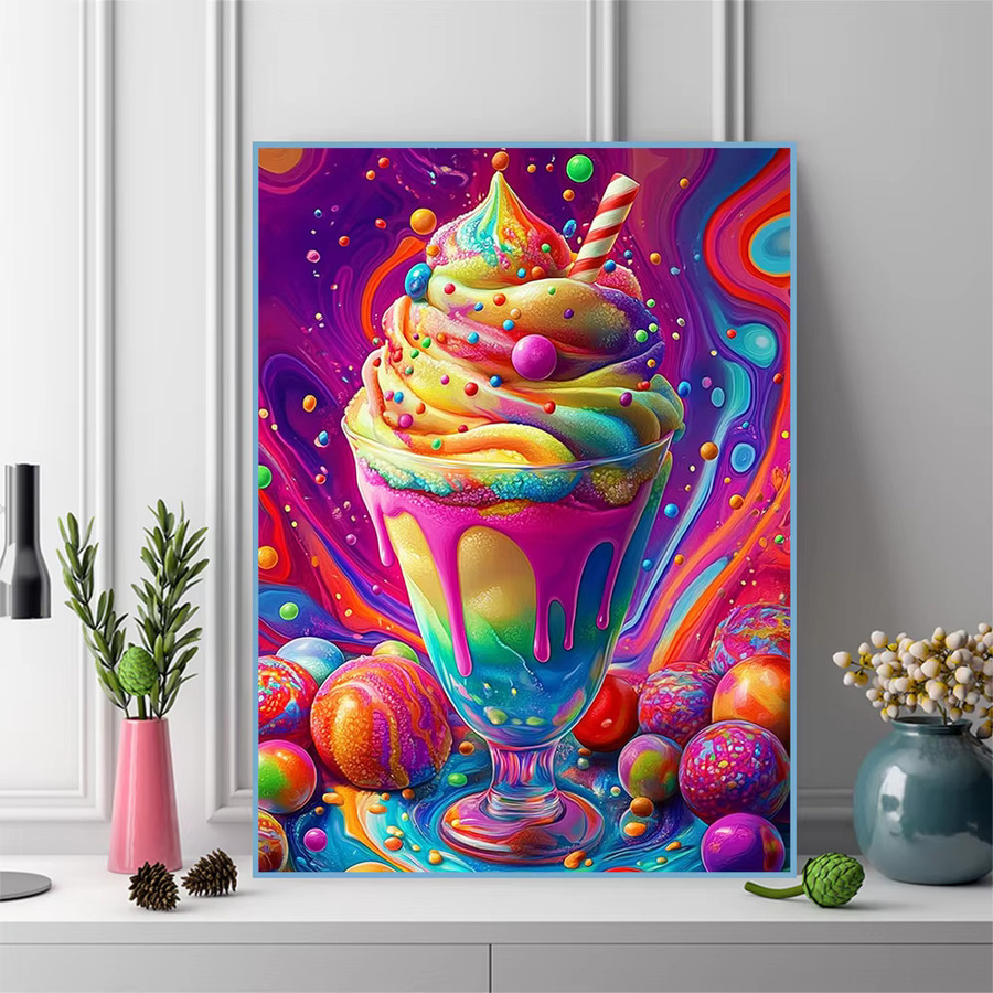 Momoart Diamantmalerei Eiscreme-Landschaft DIY Mosaik Wandkunst in Mehrfarbig - Bild 3