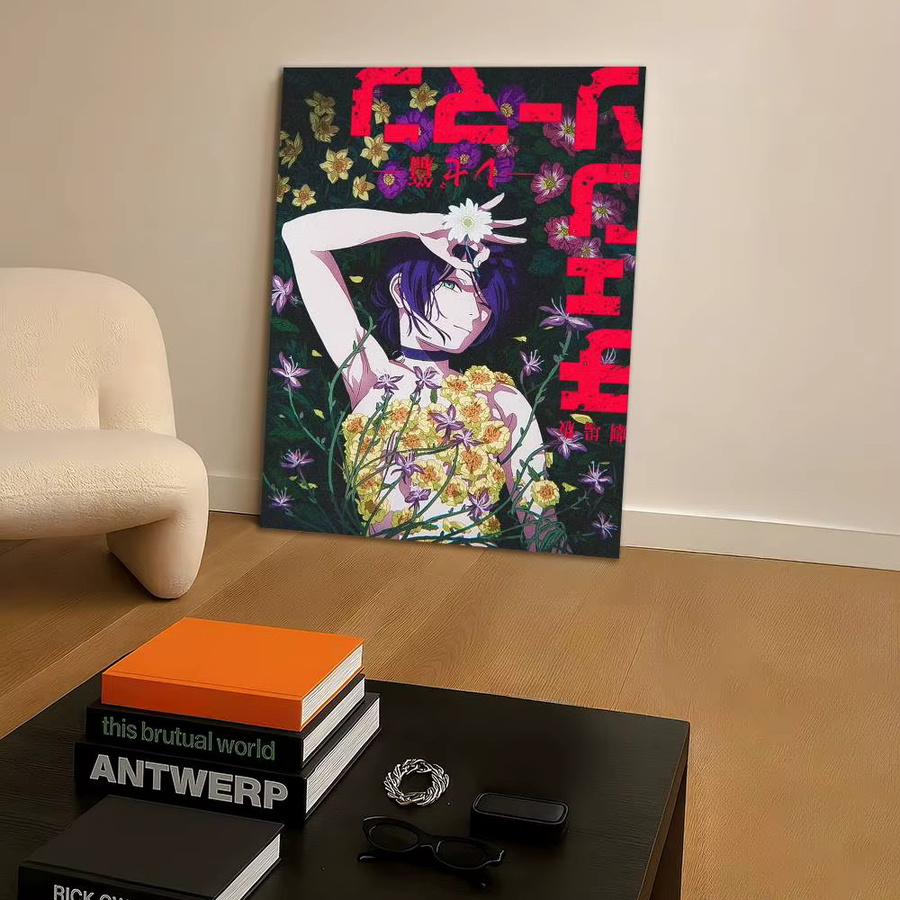 MINISO Anime Chainsaw Man Poster Aufkleber mit Blumenmuster in Mehrfarbig, Wasserdicht und Selbstklebend - Bild 5