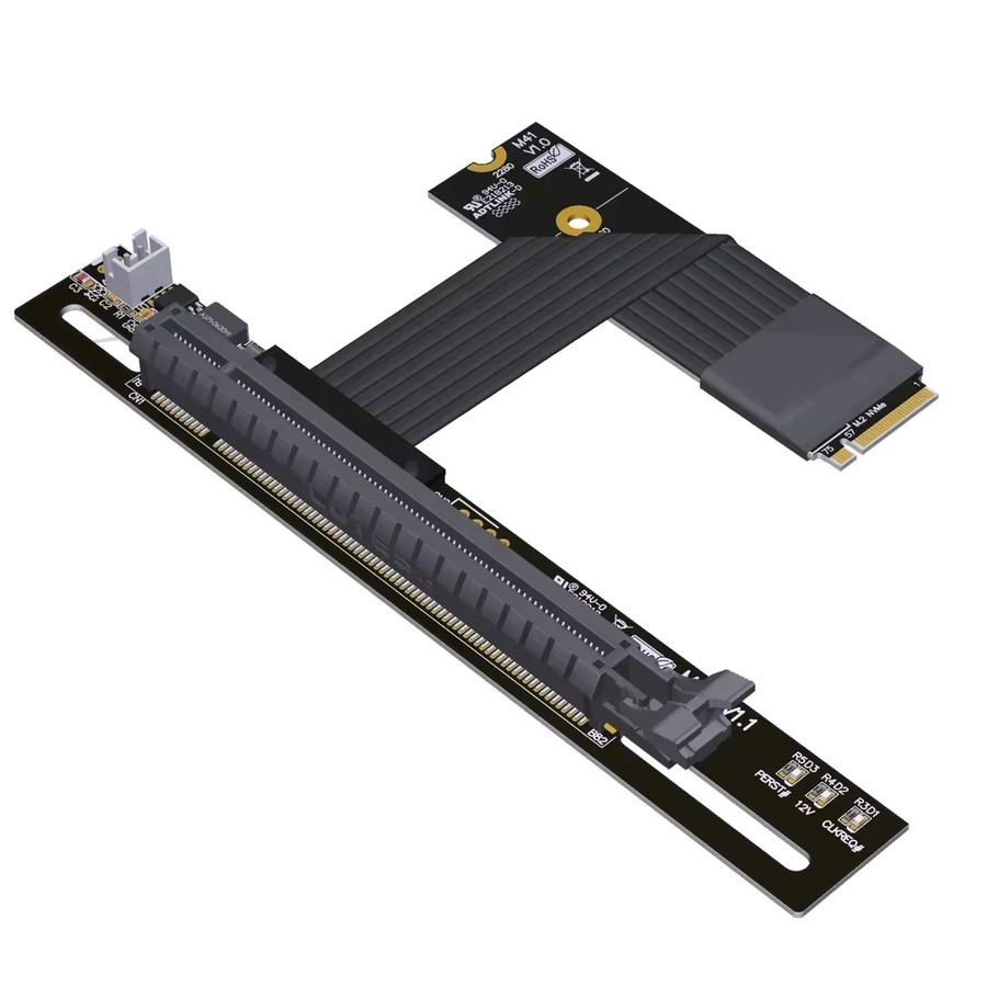 ADT PCIe x4 4.0 M.2 NVMe auf X16 Riser-Adapter für Nvidia/AMD Grafikkarten, Schwarz - Bild 4