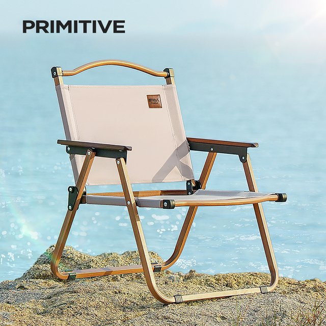 Primitive Campingstuhl Kermit-Stuhl beige, zusammenklappbarer Outdoor-Relaxstuhl mit Armlehnen, belastbar bis 190 kg - Bild 1