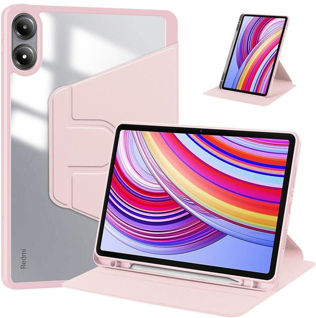 Xiaomi 360 Grad drehbare Schutzhülle für Redmi Pad Pro und Poco Pad 12,1 Zoll mit Stifthalter in Rosa - Bild 1