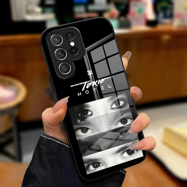 Handyhülle im T-Tokio Hotel Band Design für Samsung Galaxy S26 S25 Plus S23 FE S22 Ultra S21 Plus S21 Ultra S20 Plus mit Glasabdeckung in Schwarz - Bild 1