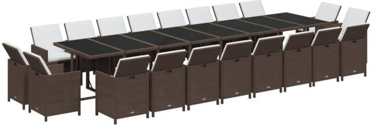 21-teilige moderne Garten-Essgruppe aus Poly-Rattan mit Kissen in Braun und Creme von vidaxl - Bild 1