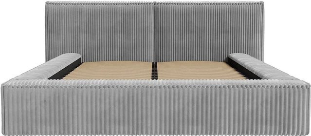 Pascal Morabito Bett Timano mit Bettkasten in Lichtgrau, Bezug aus grob geripptem Cord, B/T/H: 180 x 200 cm - Bild 1