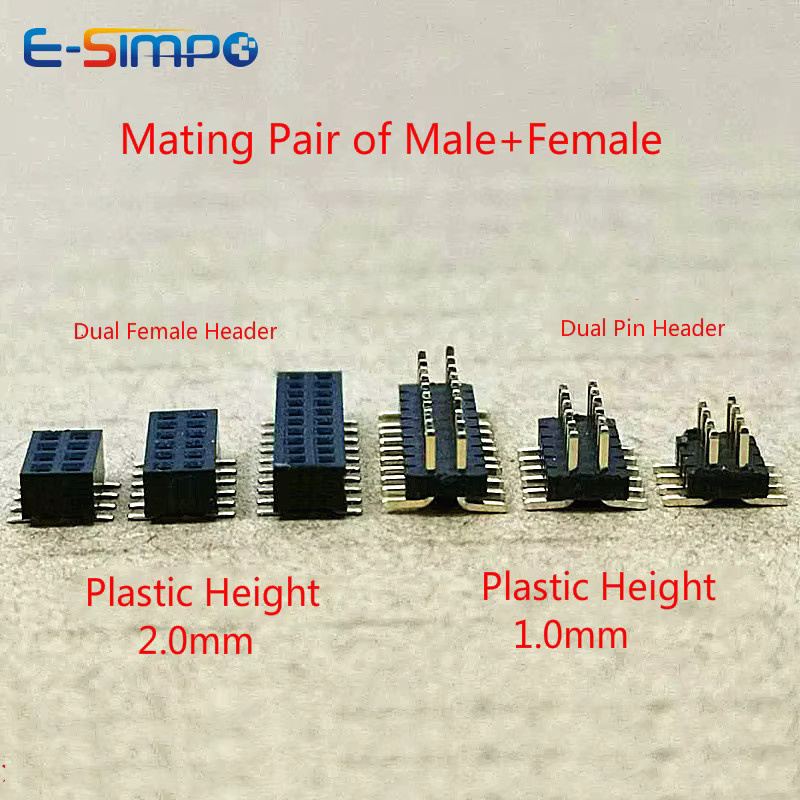 E-SIMPO 20 Stück SMD PH1,0 mm Stecker und Buchsenleiste zweireihig, niedriges kurzes Profil, Farbe: Schwarz - Bild 2