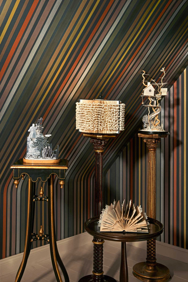 Cole & Son Tapete Carousel Stripe in Anthrazit und Grau mit abstraktem Art Deco Streifenmuster aus Vlies - Bild 1