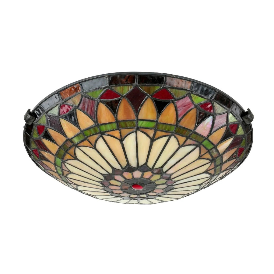 Licht-Erlebnisse Deckenlampe im Tiffany Stil aus Buntglas und Metall, Farbe: Multicolour/Bronze, Durchmesser: 42 cm, Fassung: 2x E27 - Bild 2