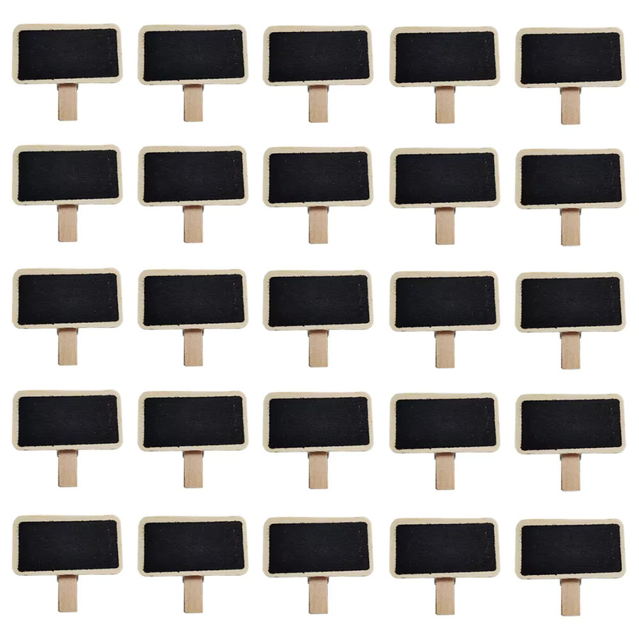 50 Stück Mini Holz Tafel mit Clip für Tischdekoration, rechteckiges Nachrichtenschild in Braun und Schwarz - Bild 4