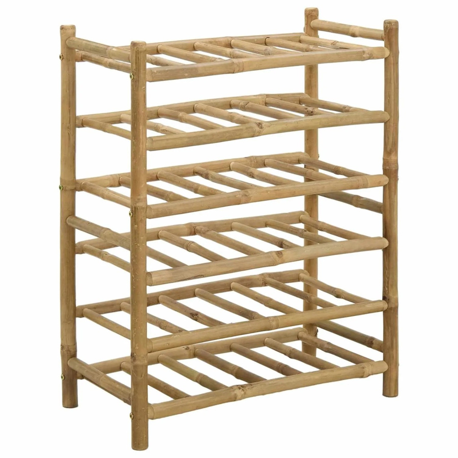 vidaXL Weinregal aus Bambus in Natur, modern und freistehend, B/T/H: 57 x 29,5 x 72 cm - Bild 2