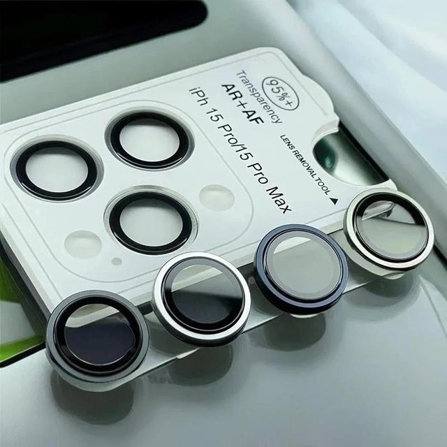 Ziai 3D Kameralinsen-Schutz aus gehärtetem Glas und Metall für iPhone 12 13 14 15 16 Pro Max Plus Mini in Grau - Bild 1