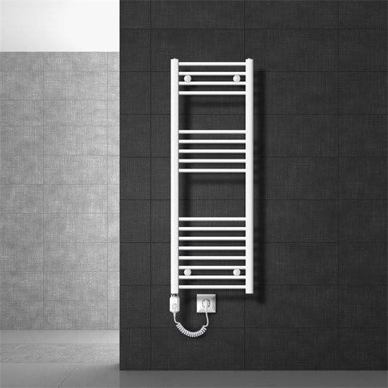 LuxeBath Elektrischer Badheizkörper mit Heizstab 1200W in Weiß, H x B x T: 120 x 40 x 4,3 cm - Bild 1