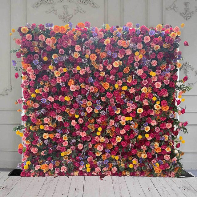 Uflower Royal 3D Deluxe Edition Wanddekor aus Textil mit floralem Blumenmuster in Rot, Gelb und Multicolour für Hochzeit und Party - Bild 1