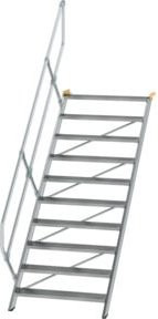 Günzburger MUNK Aluminium-Treppe mit 10 Stufen in Silber, B/T/H: 110 x 100 x 45 cm - Bild 1