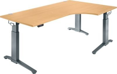 Schäfer Shop Genius ERGOSTYLE S Schreibtisch elektrisch höhenverstellbar, Buche/anthrazit, B/T/H: 200 x 80 x 71,5-118,2 cm - Bild 1