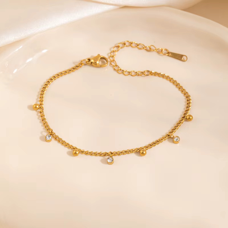 ANENJERY Armband, Edelstahl, Zirkonia, Perle, Gold, Damen - Bild 2