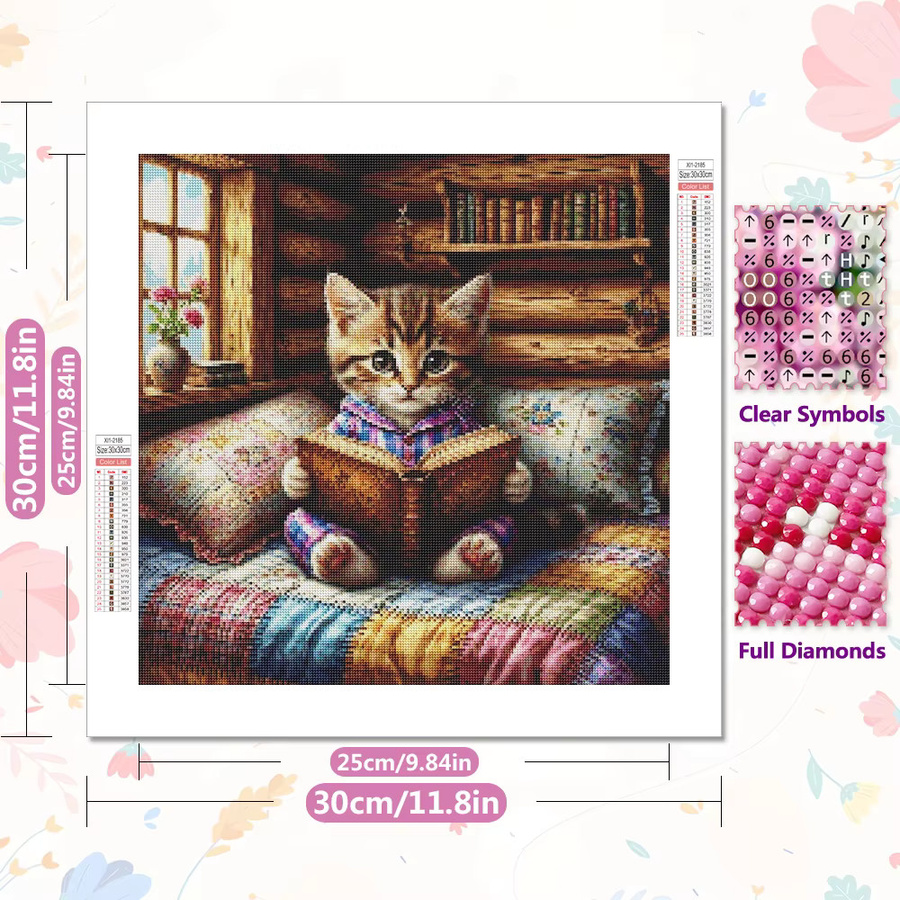 EverShine DIY Diamantmalerei Katze Buch Mosaik Set mit runden Bohrern in Multicolour, B/B/H: 20 x 20 x 20 cm - Bild 2