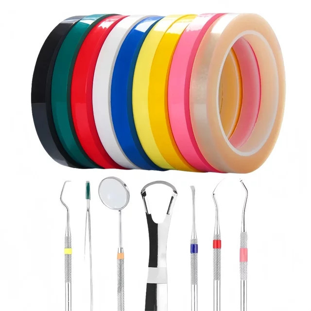 NEWLLEXX Zahnmedizinisches Klebeband zur Positionierung und Identifikation, farbig, 8 mm Breite, 66 m Länge, hochtemperaturbeständig bis 120 °C - Bild 1