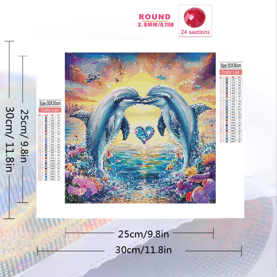 Momoart Diamantmalerei DIY Set Delphin im Sonnenuntergang als Wanddekor, Mehrfarbig, B/H: 20 x 20 cm - Bild 2