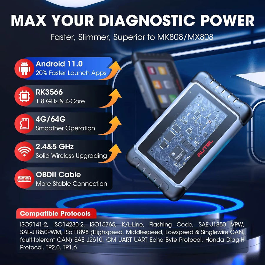 Autel MaxiCOM MK808S Bidirektionales Diagnosegerät in Schwarz mit OBD2-Scanner und bidirektionaler Steuerung - Bild 3
