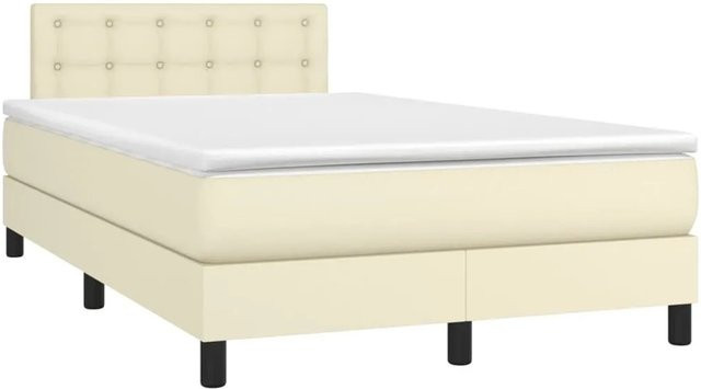 vidaXL Boxspringbett Hybrid mit Matratze in Beige aus Kunstleder, B/T: 120 x 200 cm, Höhe: 203 cm - Bild 1