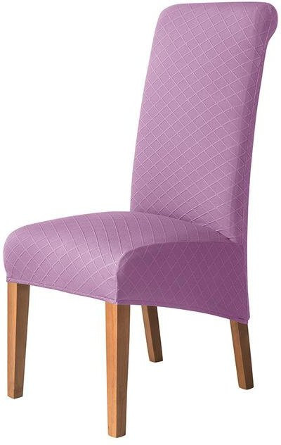 Rhombus-Jacquard-Stretch-Stuhlbezug in XL für Esszimmer und Küche, Farbe: Lila, schmutzabweisend und elastisch - Bild 1