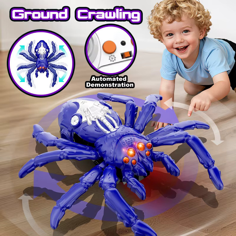 Bandai Ferngesteuerte Wandkletter-Spinne, Elektrisches Kinderspielzeug, mit 360-Grad-Rotation, LED-Lichtern - Bild 2