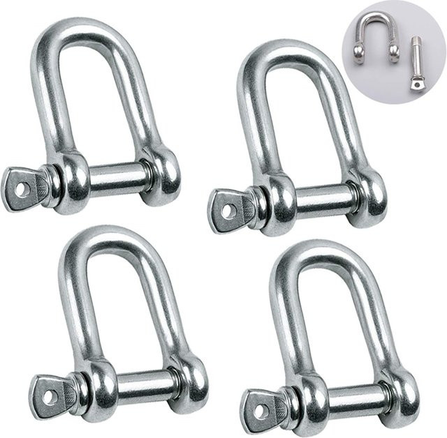 NERISXB 4er-Set D-Form Schäkel aus Edelstahl in Silber, 5/16 Zoll und 3/4 Zoll für Ketten, Drahtseile und Outdoor-Anwendungen - Bild 1